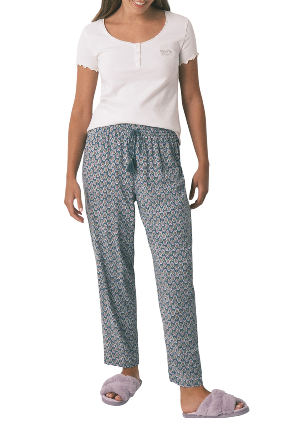 Футболка из эластичного хлопка|Основной цвет:Кремовый Женский Women'secret Футболка из эластичного хлопка (цвет ), артикул 3272276 | Фото 2