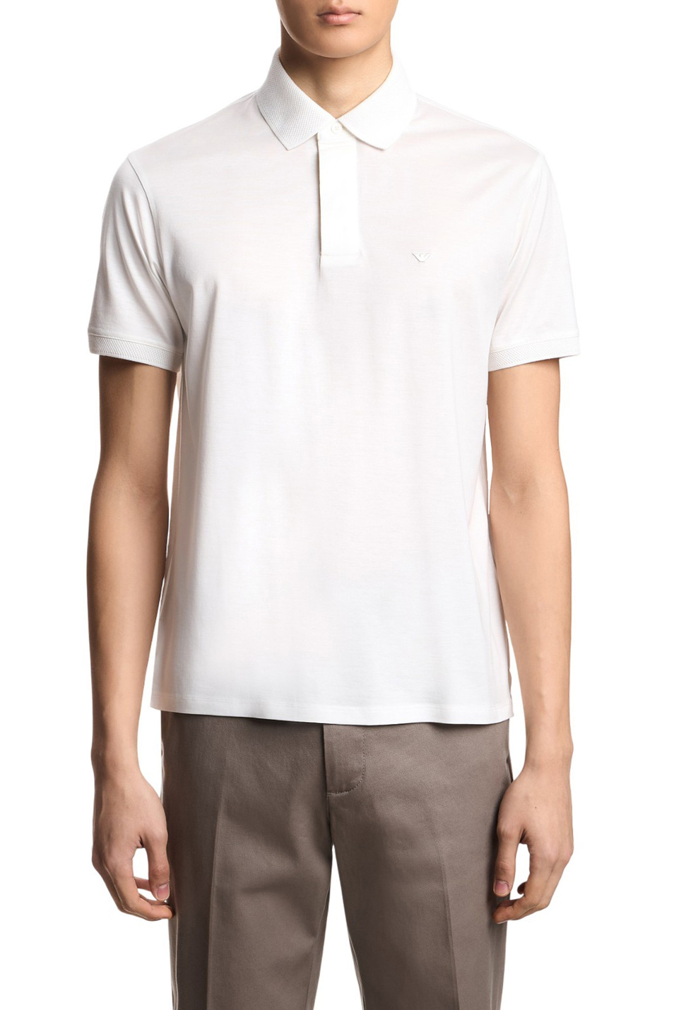 Поло с логотипом|Основной цвет:Белый Мужской Emporio Armani Поло с логотипом (цвет ), артикул EM004588-AF10017 | Фото 3