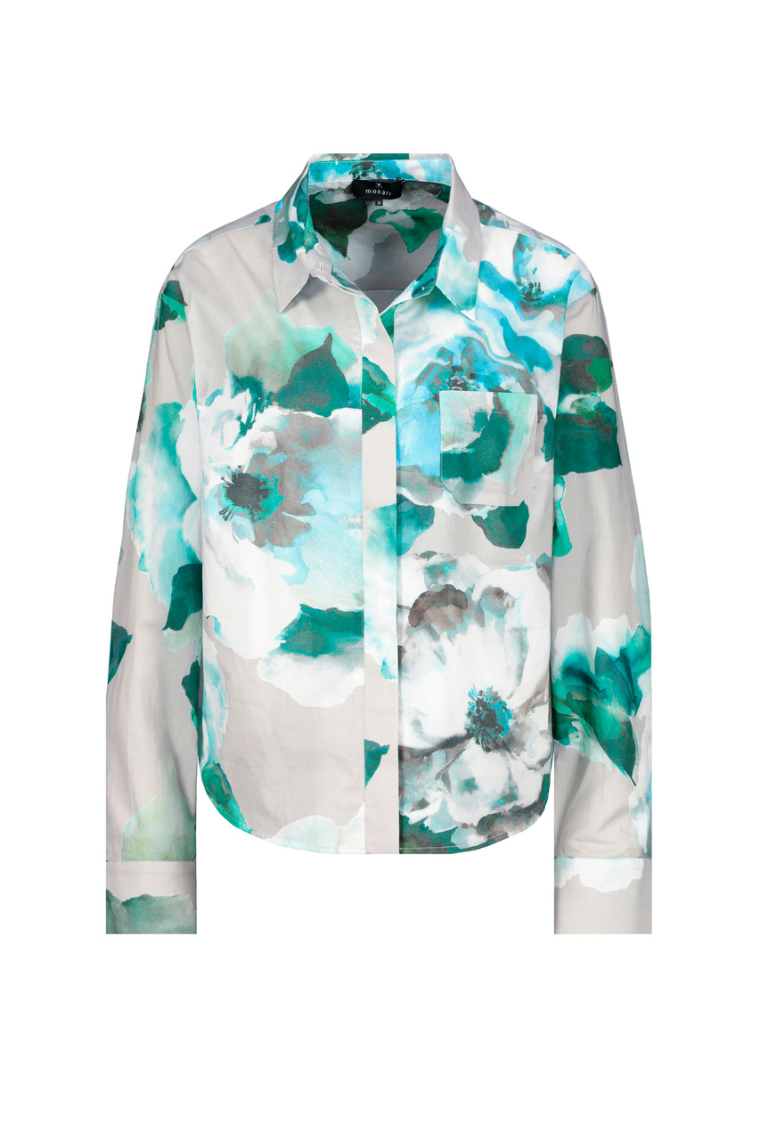 Блузка из натурального хлопка с принтом|Основной цвет:Разноцветный|Артикул:408355 | Фото 1
