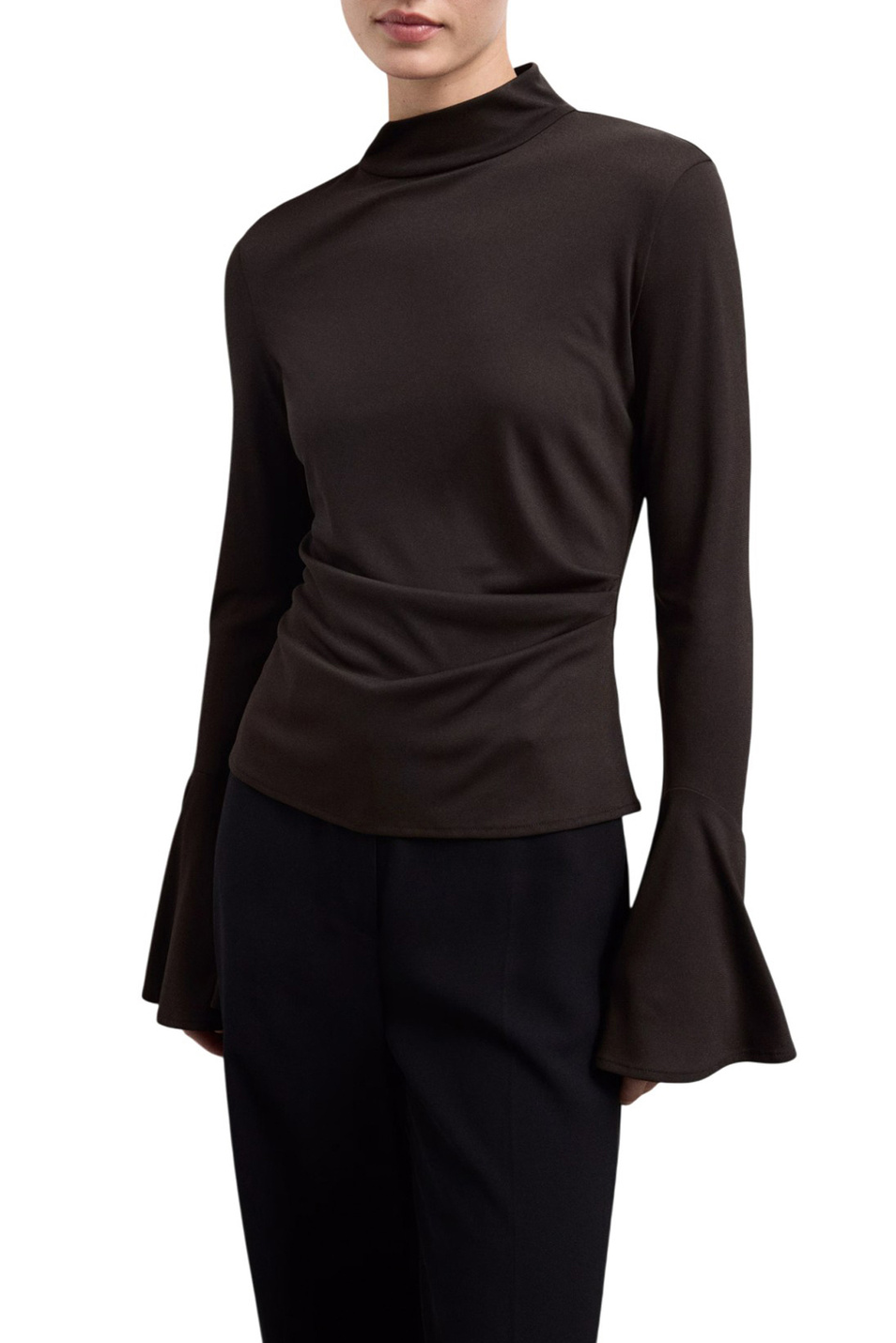 Джемпер VENUS с расклешенными рукавами|Основной цвет:Коричневый Женский Mango Джемпер VENUS с расклешенными рукавами (цвет ), артикул 17037911 | Фото 3