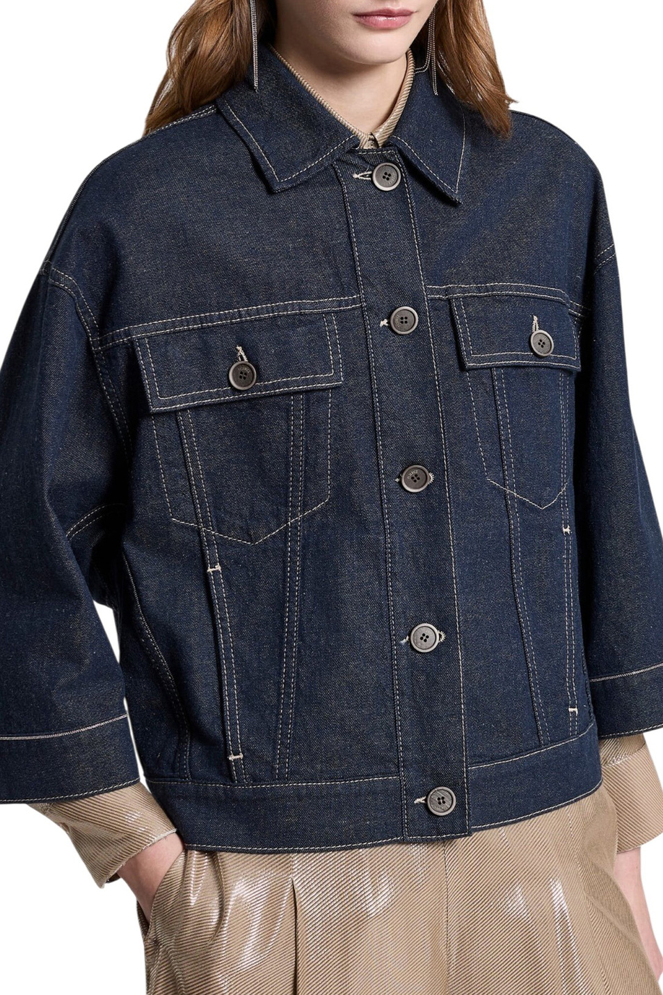 Женский Peserico Куртка джинсовая из хлопка и льна (цвет ), артикул S21559L12-07934 | Фото 6