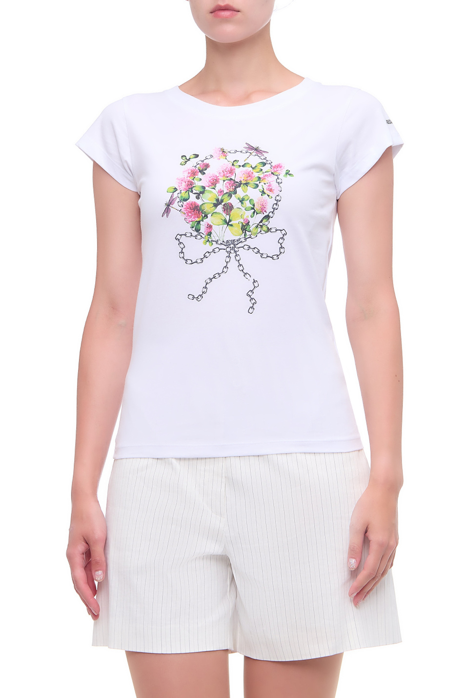 Женский Red Valentino Футболка из натурального хлопка с принтом "Клеверы" (цвет ), артикул VR3MG09L5PS | Фото 1