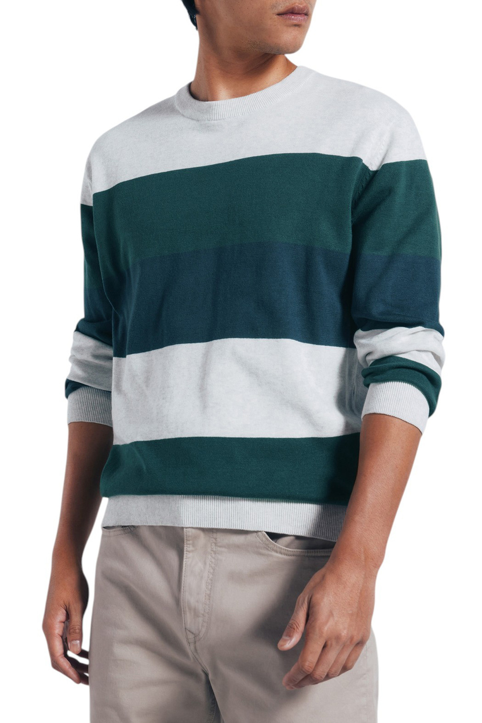 Джемпер из натурального хлопка|Основной цвет:Зеленый Мужской Springfield Джемпер из натурального хлопка (цвет ), артикул 1402513 | Фото 1