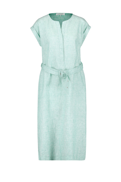 Платье из хлопка и льна с поясом|Основной цвет:Мятный|Артикул:780014-31336 | Фото 1
