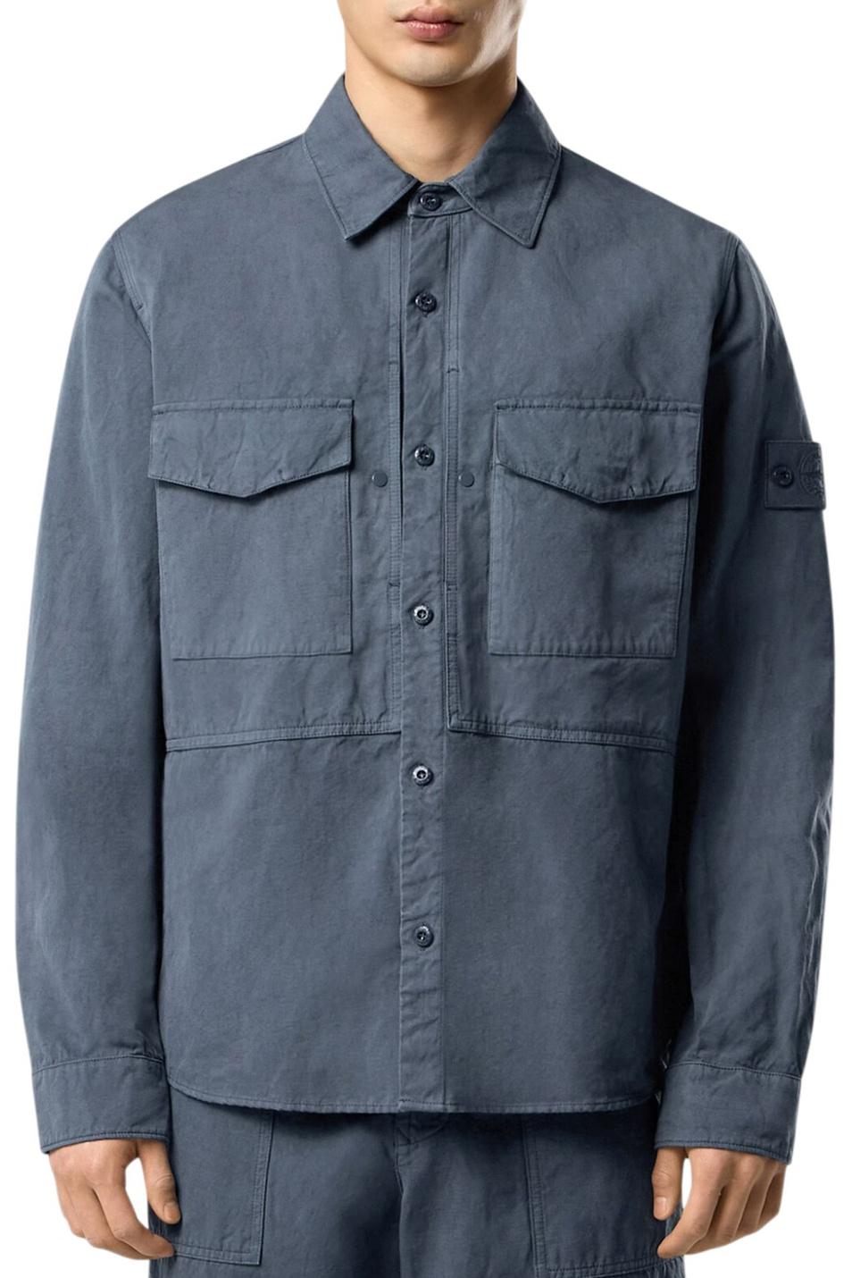 Мужской Stone Island Куртка-рубашка из хлопка и льна (цвет ), артикул L1S151200012-S0F36 | Фото 4