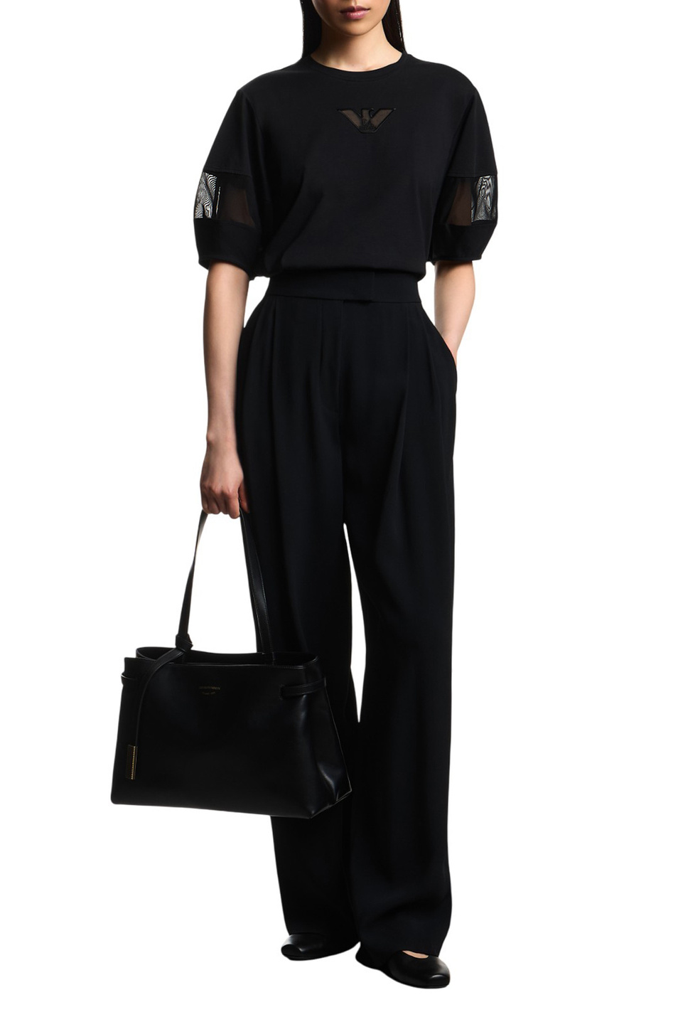 Женский Emporio Armani Футболка с полупрозрачными вставками (цвет ), артикул EW004390-AF13318 | Фото 2