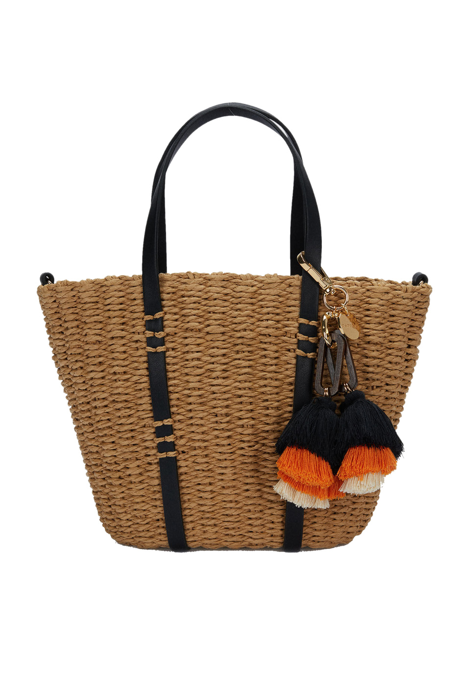 Parfois Фактурная сумка-шоппер из рафии с подвесками и съемным плечевым ремнем (цвет ), артикул 177681 | Фото 1