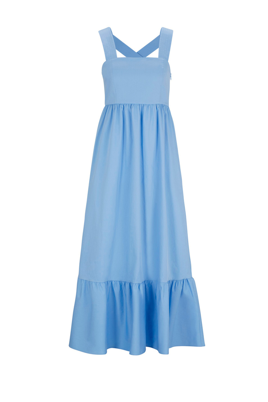 Платье из смесового льна|Основной цвет:Голубой|Артикул:50511834 | Фото 1