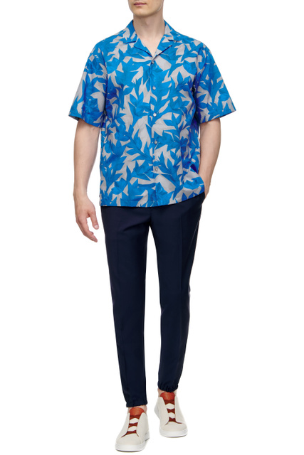 Рубашка из натурального хлопка с принтом|Основной цвет:Синий|Артикул:305528-ZCOB2-G | Фото 2