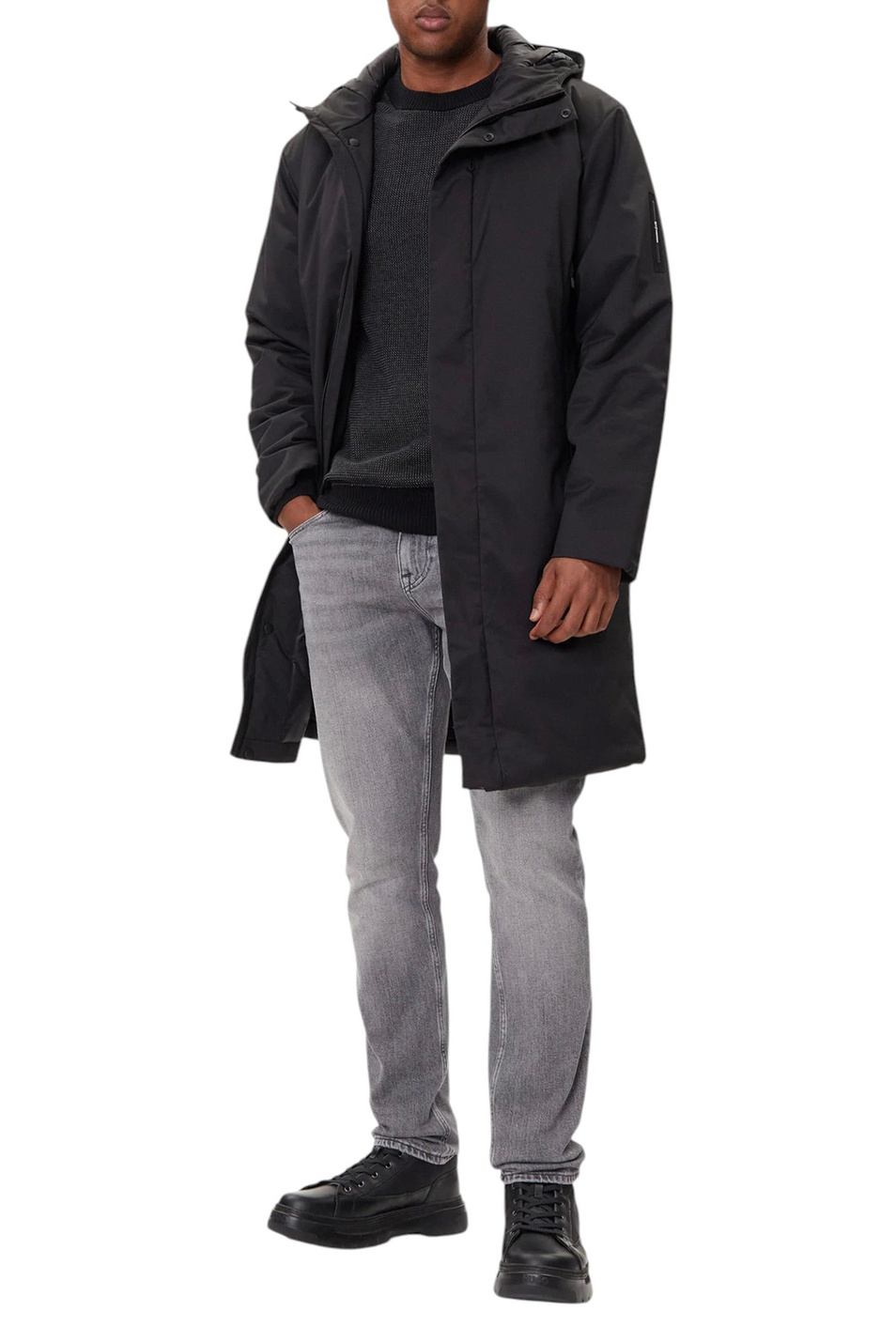 Мужской EA7 Полупальто однотонное (цвет ), артикул 7M000690-AF15952 | Фото 3