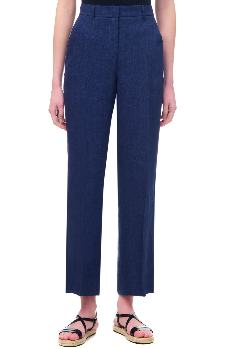 Женский Weekend Max Mara Брюки MALIZIA из чистого льна (цвет синий), артикул 2351311231 | Фото 4