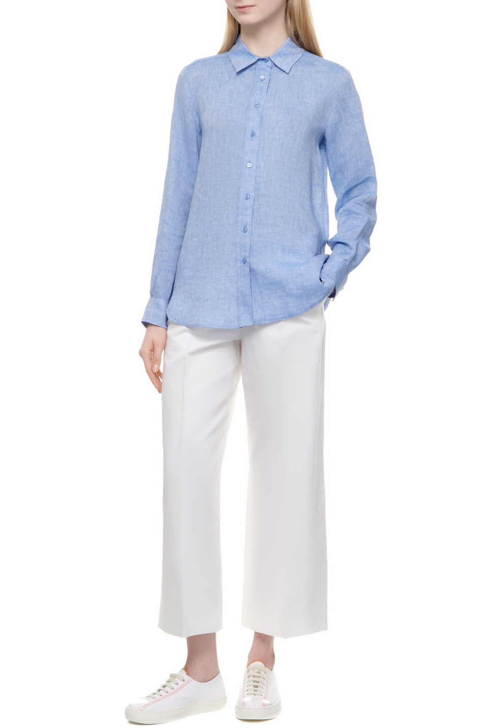 Женский Weekend Max Mara Брюки ZIRCONE из хлопка и льна (цвет ), артикул 2415131042 | Фото 2