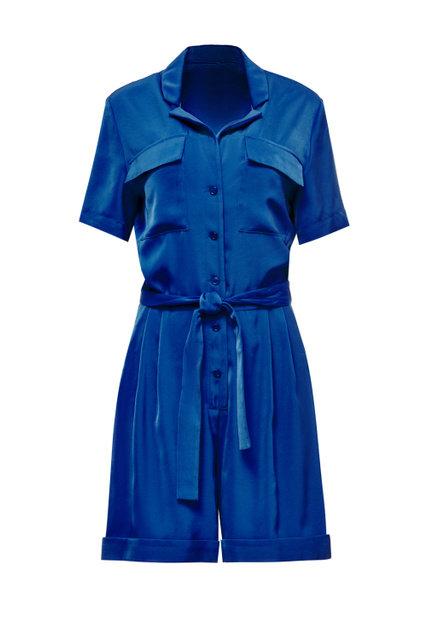 Комбинезон с накладными карманами и поясом|Основной цвет:Синий|Артикул:50473267 | Фото 1