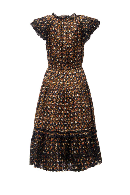 Платье Yvette из натурального хлопка с оборками|Основной цвет:Коричневый|Артикул:PS220107 | Фото 2