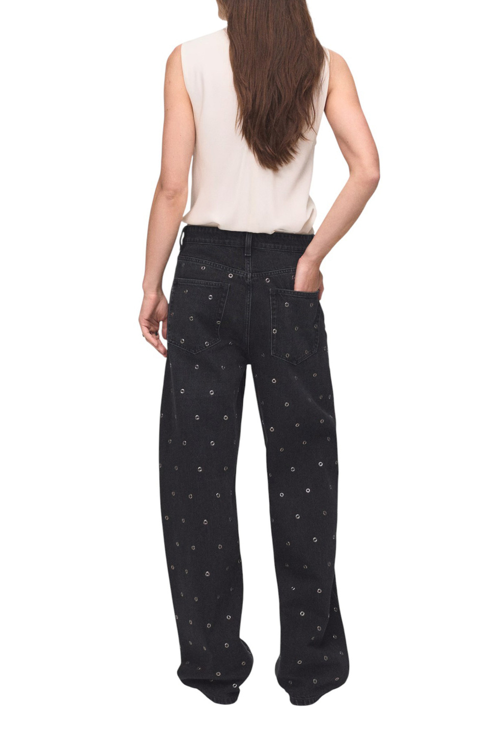 Женский Mango Джинсы EYELETS из хлопка (цвет ), артикул 17024790 | Фото 4