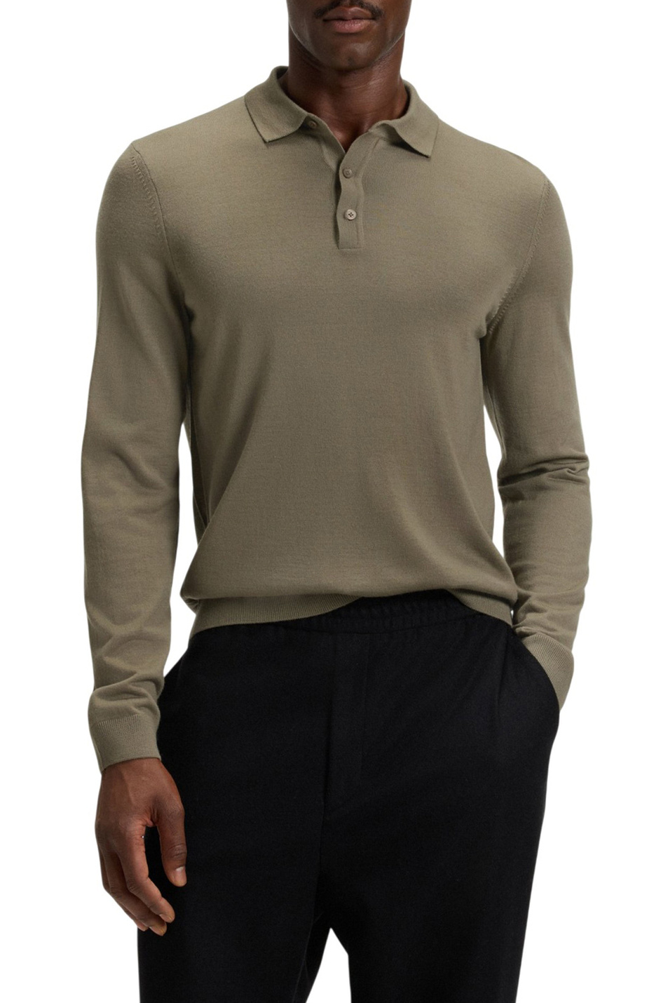 Джемпер поло из шерсти|Основной цвет:Хаки Мужской BOSS Джемпер поло из шерсти (цвет ), артикул 50476355 | Фото 3