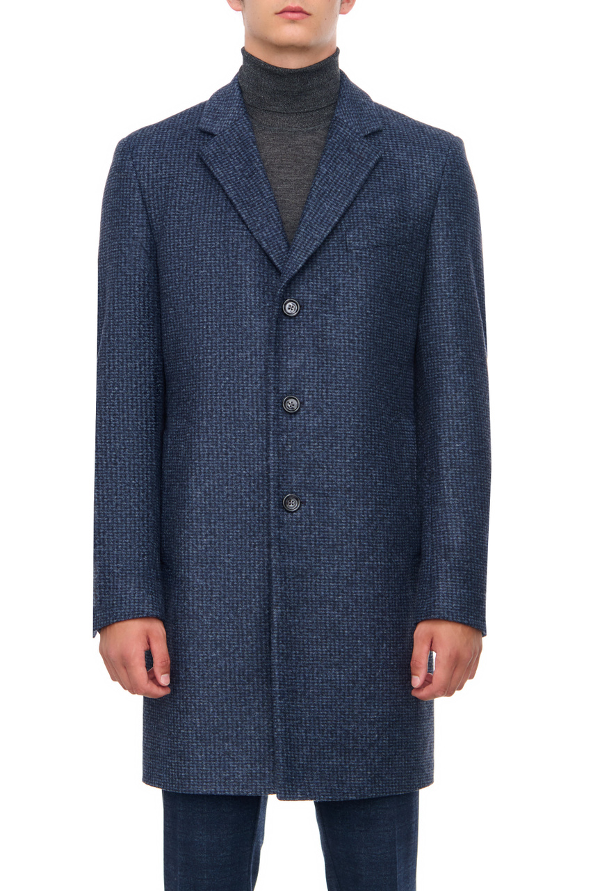 Пальто из смесовой шерсти|Основной цвет:Синий|Артикул:50502299 | Фото 1
