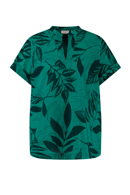 Рубашка из натурального хлопка с принтом|Основной цвет:Зеленый|Артикул:760016-31419 | Фото 1