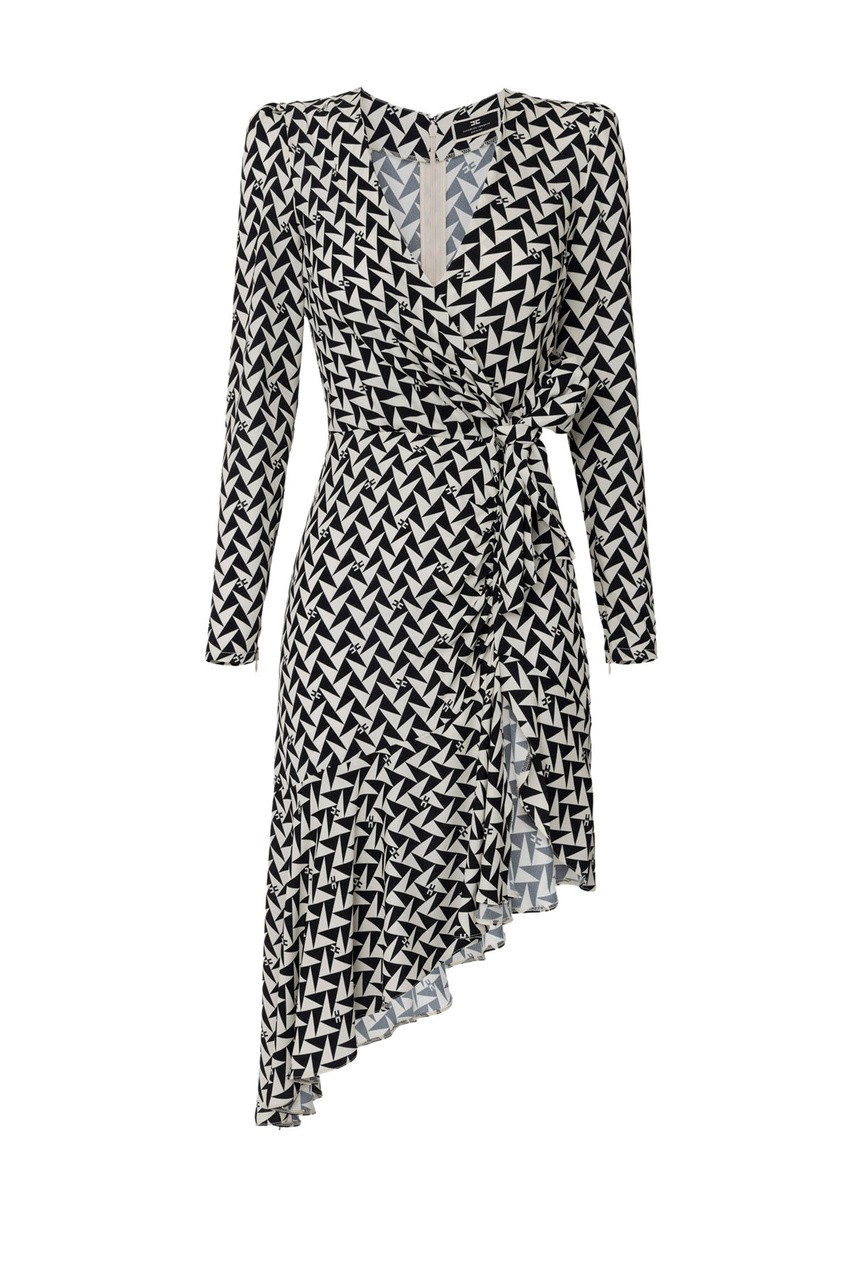 Платье асимметричное с разрезом|Основной цвет:Черный|Артикул:ABS4442E2 | Фото 1