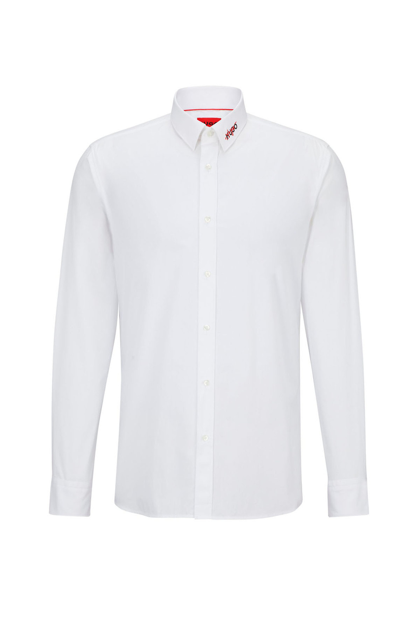 Рубашка из натурального хлопка с логотипом|Основной цвет:Белый|Артикул:50495087 | Фото 1