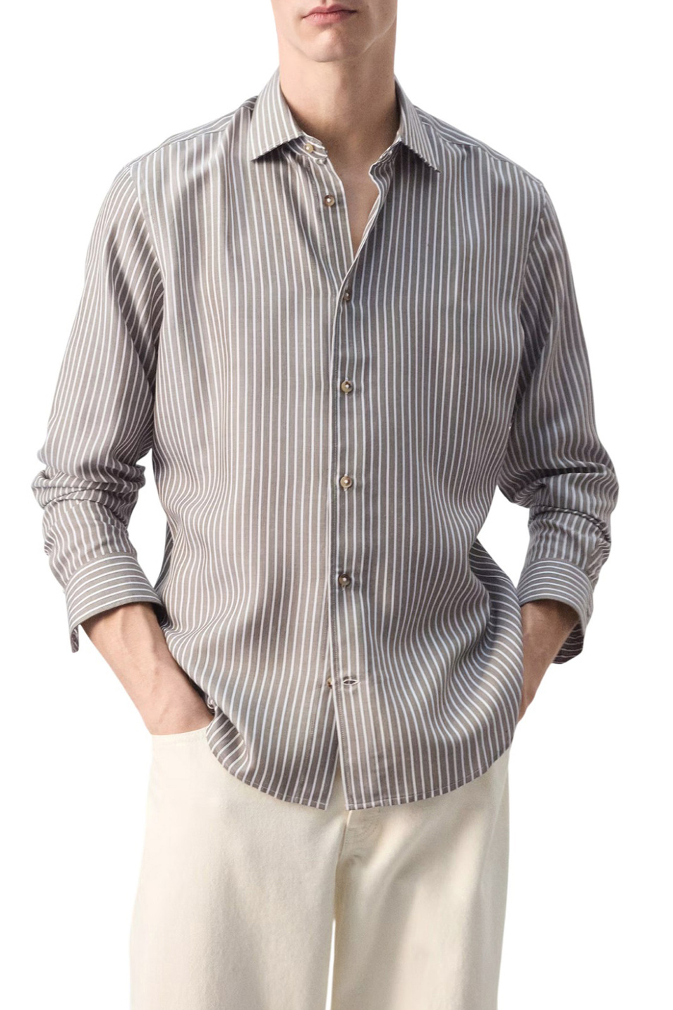 Мужской Mango Man Рубашка DARIO в полоску (цвет ), артикул 27044425 | Фото 3