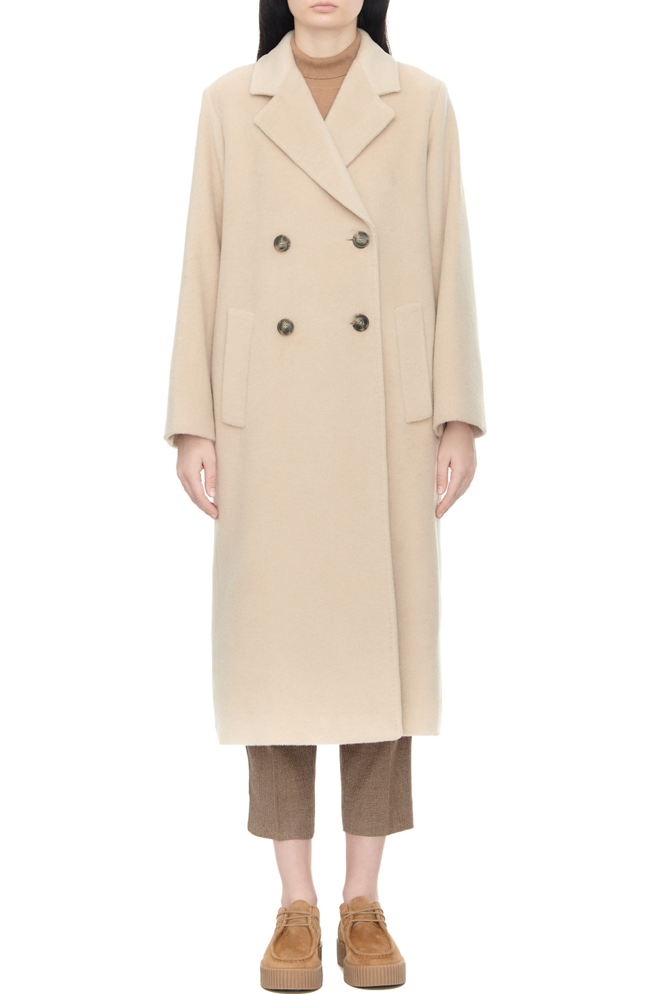 Женский Weekend Max Mara Пальто ZUFOLO из смесовой шерсти альпаки (цвет бежевый), артикул 2350161833 | Фото 2