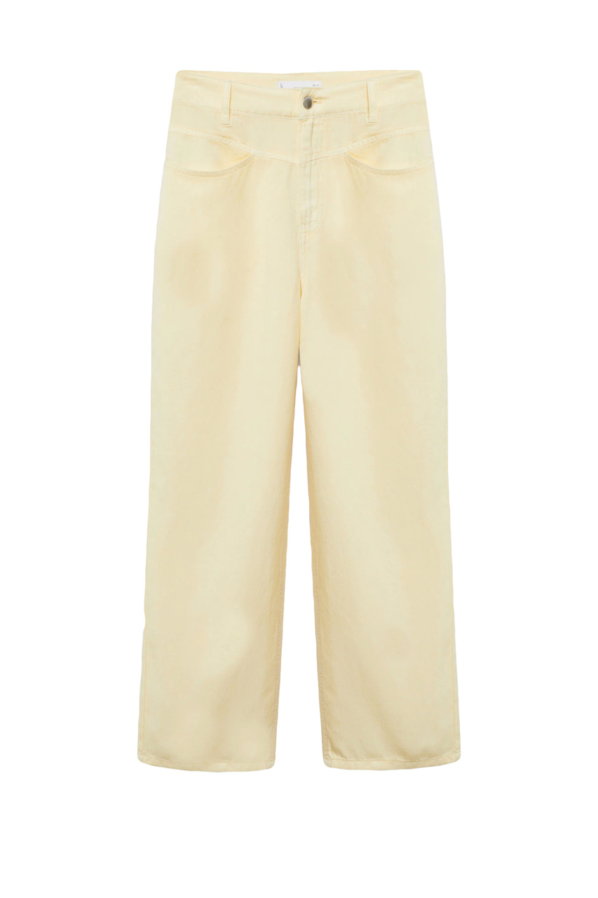 Укороченные брюки SKY из лиоцелла и льна|Основной цвет:Желтый|Артикул:87058633 | Фото 1