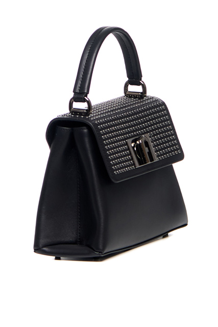 Кожаная сумка с отделкой заклепками|Основной цвет:Черный|Артикул:WB00109-BX0418 | Фото 2