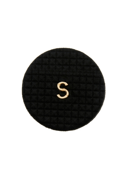 Зеркало карманное с бархатной текстурой и буквой «S»|Основной цвет:Черный|Артикул:985027 | Фото 1