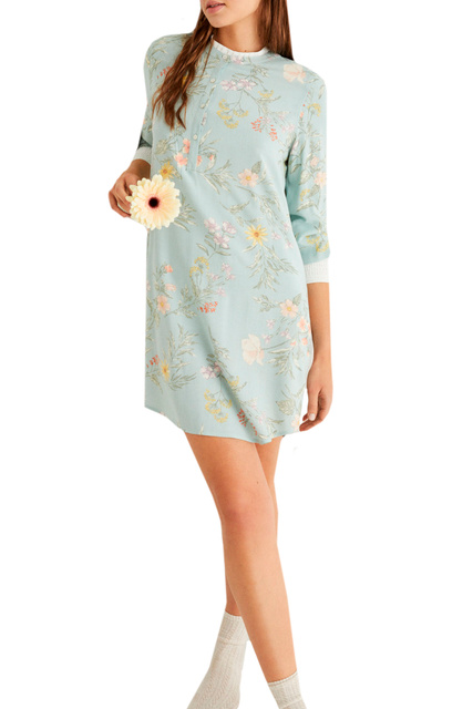 Платье домашнее с цветочным принтом|Основной цвет:Зеленый|Артикул:4363611 | Фото 2