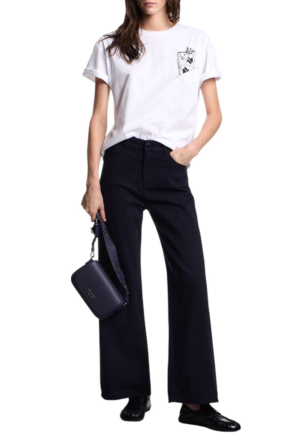 Женский Emporio Armani Футболка из хлопка с принтом (цвет ), артикул EW002841-AF12597 | Фото 2