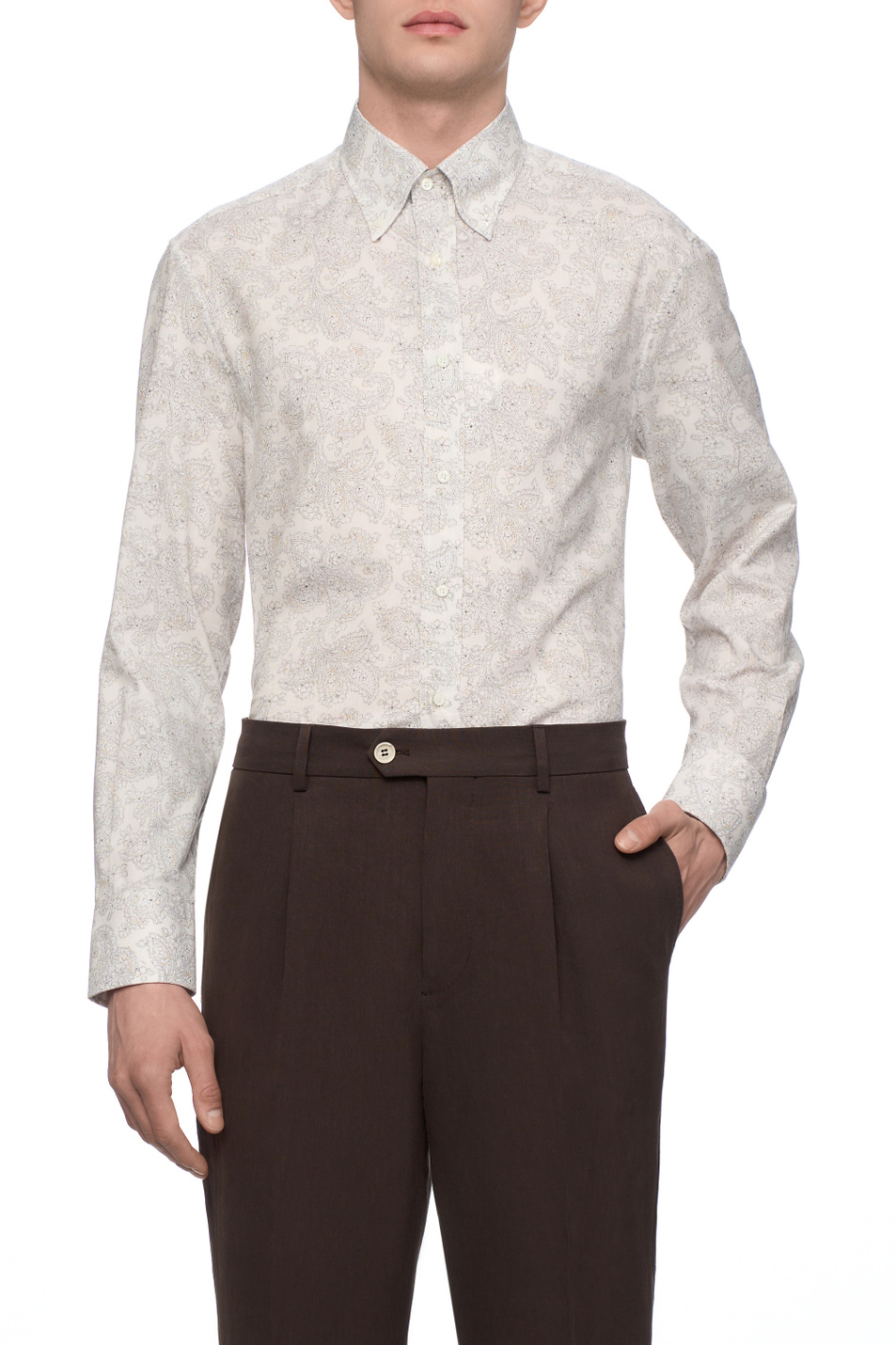 Мужской Brunello Cucinelli Рубашка из хлопка (цвет ), артикул MM6921716 | Фото 4