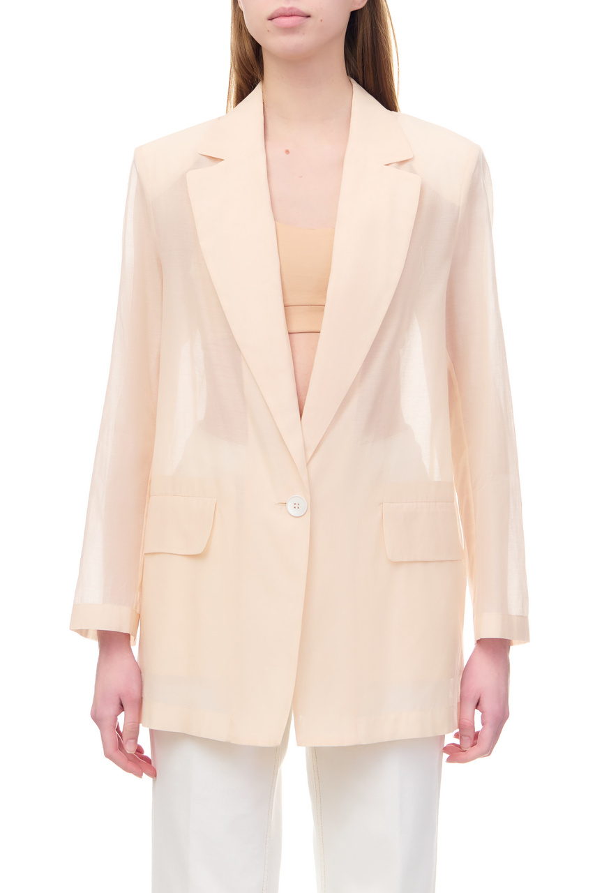 Пиджак из хлопка и шелка|Основной цвет:Кремовый|Артикул:E01491-08372 | Фото 1