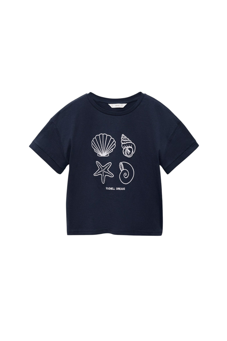 Девочкам Mango Kids Футболка SEASHELL с вышивкой (цвет ), артикул 87006368 | Фото 1