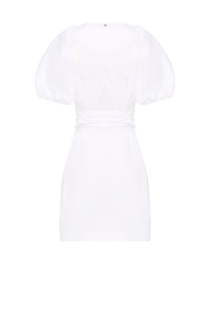 Платье с поясом и рукавом-фонариком|Основной цвет:Белый|Артикул:CA3244T2432 | Фото 2