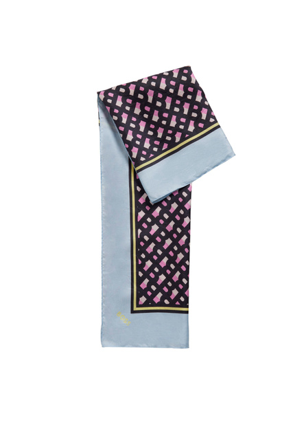 Шелковый платок с монограммой|Основной цвет:Голубой|Артикул:50472330 | Фото 1