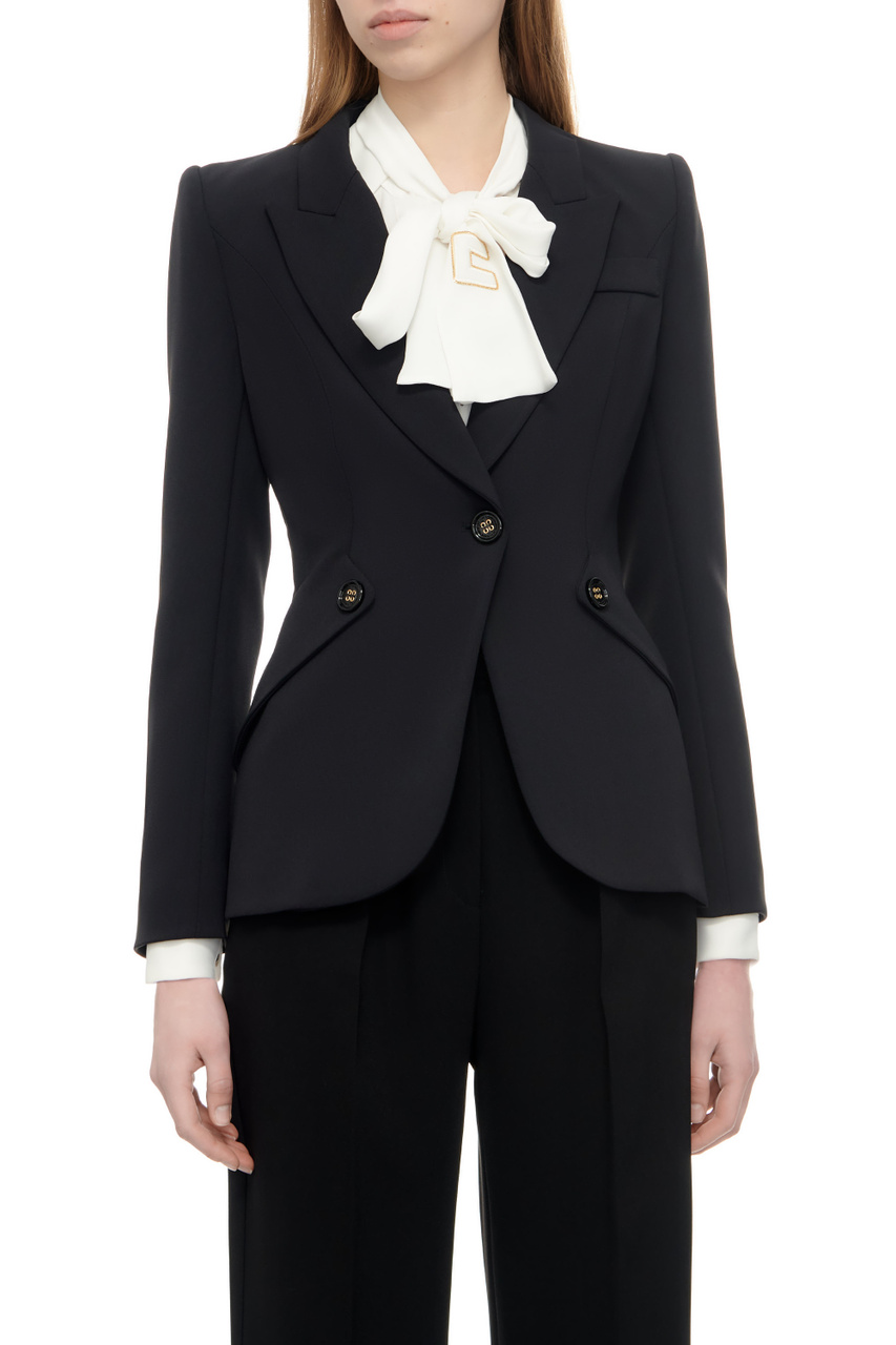 Пиджак приталенного кроя|Основной цвет:Черный|Артикул:GI05741E2 | Фото 1