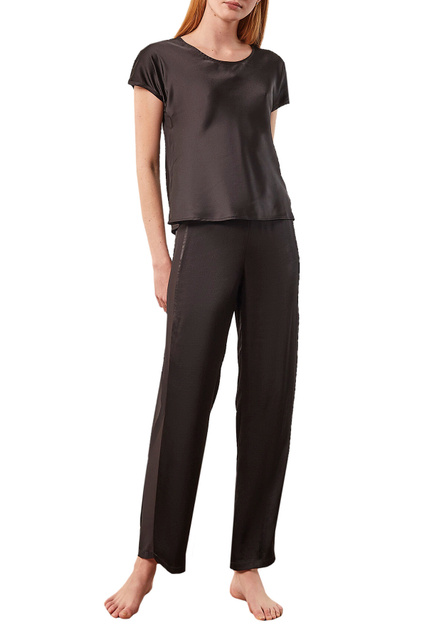 Атласные брюки LEDAH с прозрачной вставкой|Основной цвет:Черный|Артикул:6531078 | Фото 2
