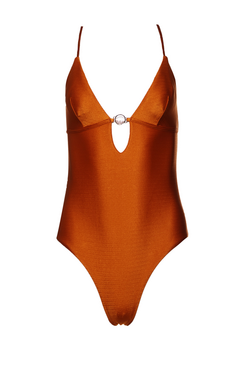 Слитный купальник с металлическим лого|Основной цвет:Оранжевый|Артикул:262452-2R348 | Фото 1