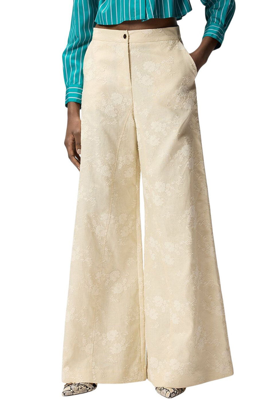 Женский Pinko Брюки IVY изо льна с кружевом (цвет ), артикул 106528A374 | Фото 4