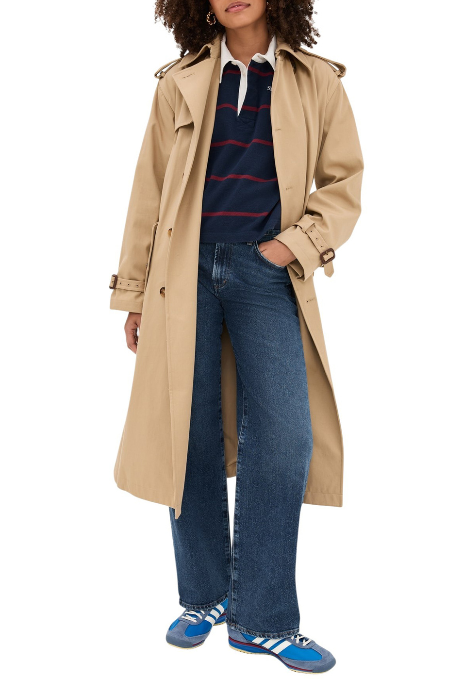 Женский Sporty & Rich Джемпер-поло Serif в полоску (цвет ), артикул ST00862300BL134 | Фото 3