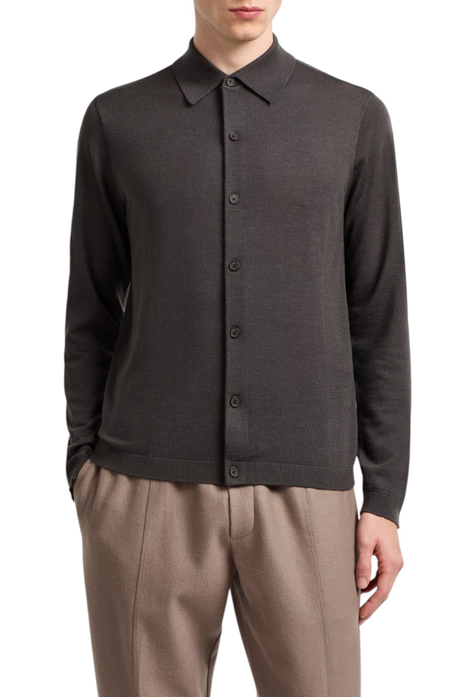 Джемпер поло из шерсти|Основной цвет:Коричневый Мужской Emporio Armani Джемпер поло из шерсти (цвет ), артикул EM001959-AF14114 | Фото 3