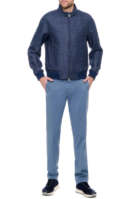 Куртка с воротником-стойкой|Основной цвет:Синий|Артикул:O40811SG02368 | Фото 2