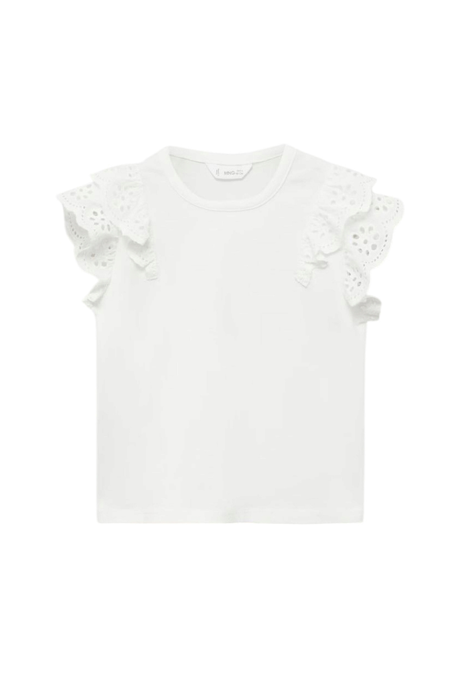 Девочкам Mango Kids Футболка DOBLE из хлопка с оборками (цвет ), артикул 87055958 | Фото 1