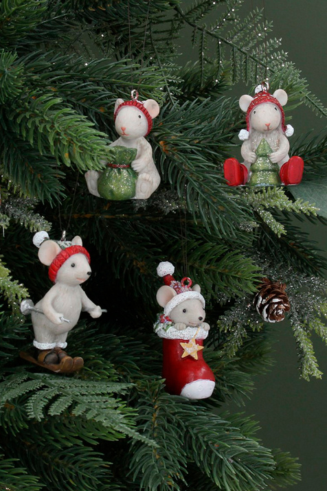 Gisela Graham Елочная игрушка "Мышонок в рождественском носке" 7 см ( цвет), артикул 13388_1 | Фото 2