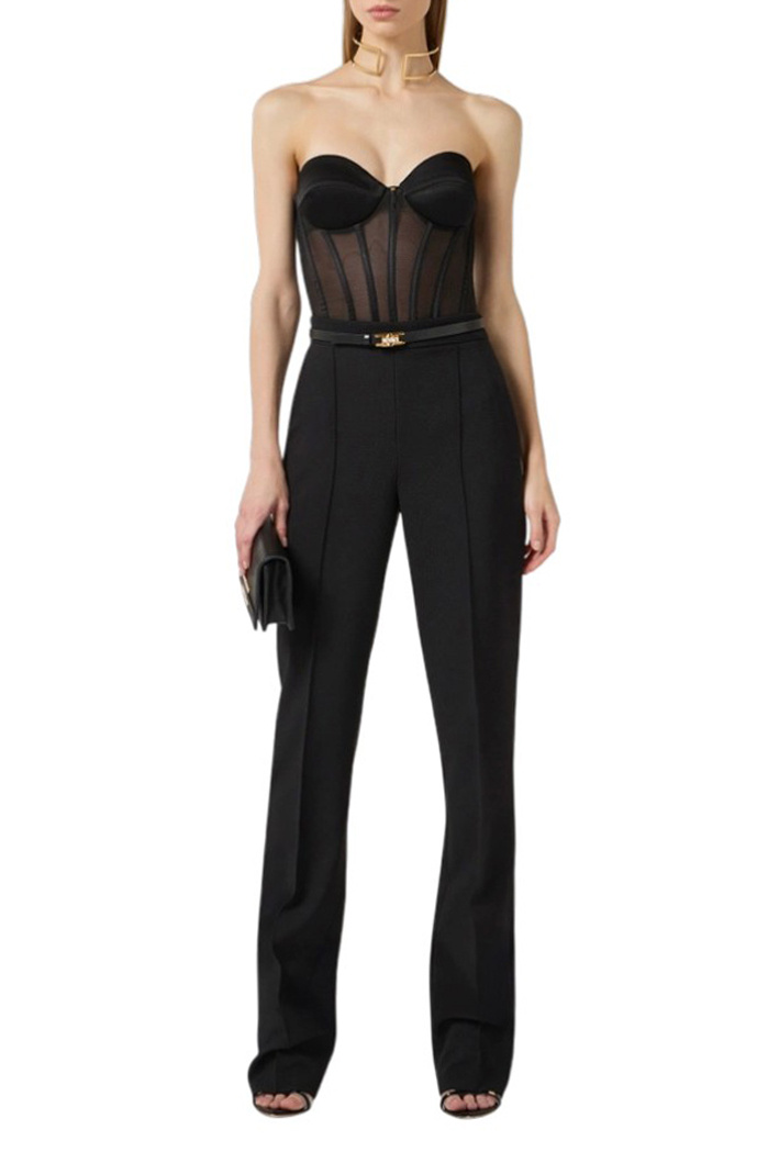 Женский Elisabetta Franchi Топ-бюстье с прозрачными вставками (цвет ), артикул TO05162E2 | Фото 2