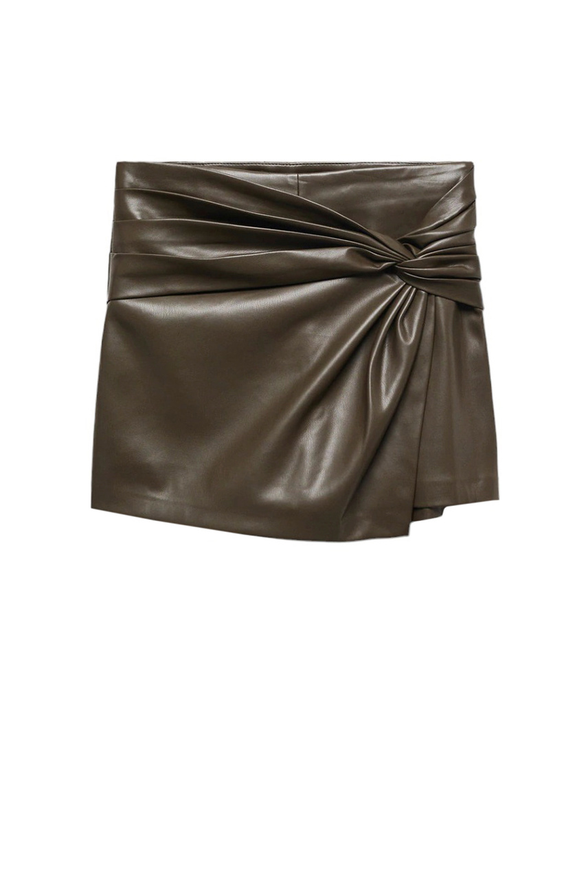 Шорты-юбка CAIRO из искусственной кожи|Основной цвет:Хаки|Артикул:67070472 | Фото 1