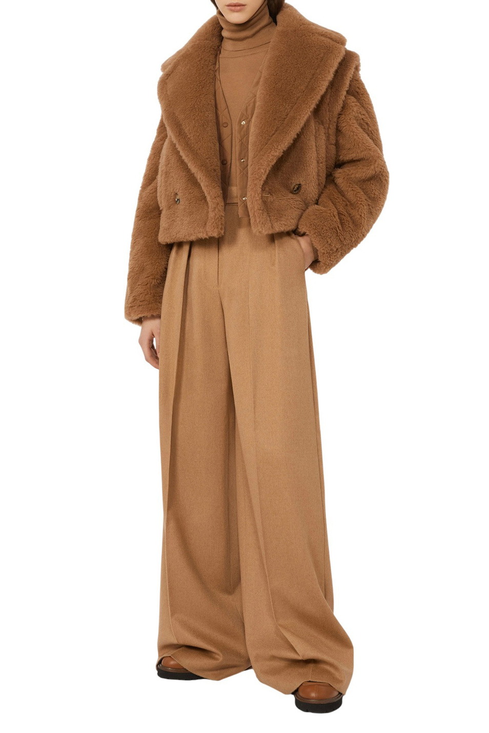 Полушубок SANTOS со съемными рукавами|Основной цвет:Коричневый Женский Max Mara Полушубок SANTOS со съемными рукавами (цвет ), артикул 2521036012 | Фото 2