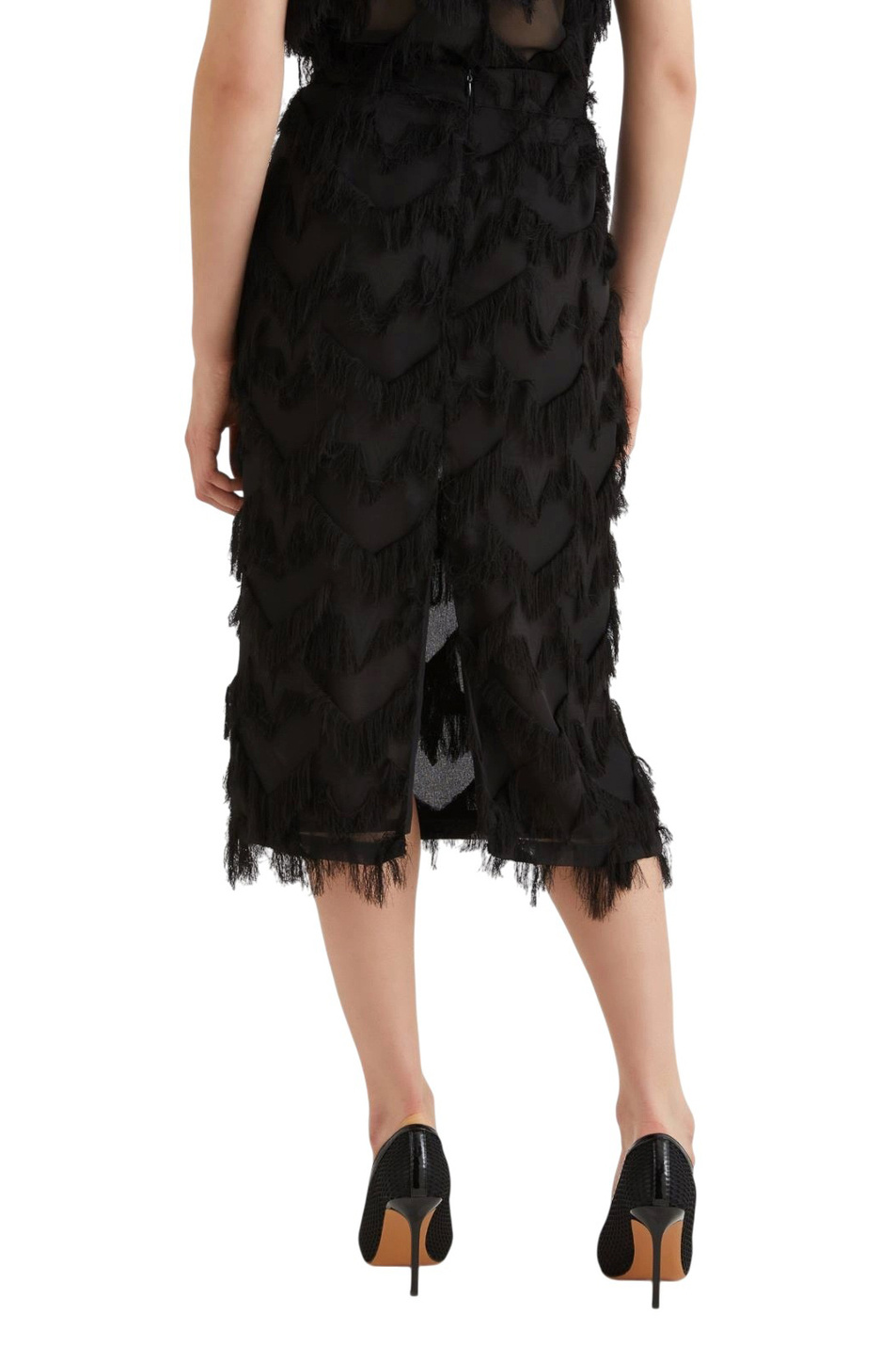 Юбка GATTINI2 с бахромой|Основной цвет:Черный Женский MARELLA Юбка GATTINI2 с бахромой (цвет ), артикул 2523106132 | Фото 4