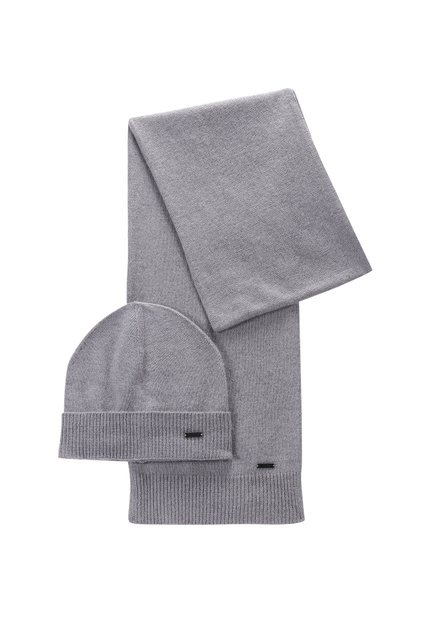 Комплект из шапки и шарфа|Основной цвет:Серый|Артикул:50456508 | Фото 1